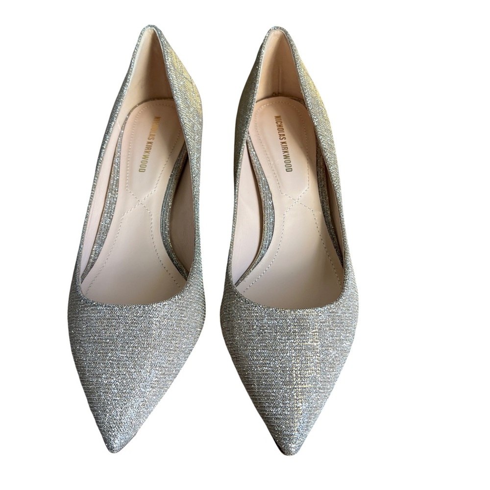 Nickolas Kirkwood Silver and Gold Metallic with Gold Block Heel, S 6 Like New
